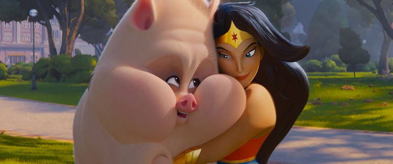 DCスーパーヒーローとスーパーペットの2ショット　「DC　がんばれ！スーパーペット」場面写真