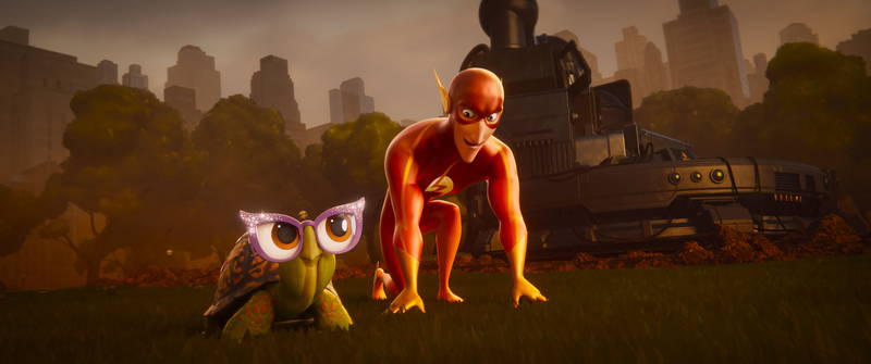 DCスーパーヒーローとスーパーペットの2ショット　「DC　がんばれ！スーパーペット」場面写真