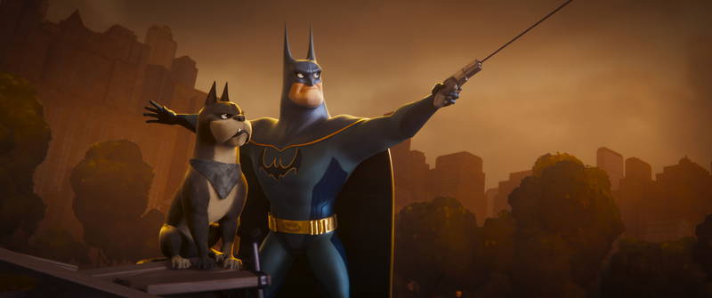 DCスーパーヒーローとスーパーペットの2ショット　「DC　がんばれ！スーパーペット」場面写真